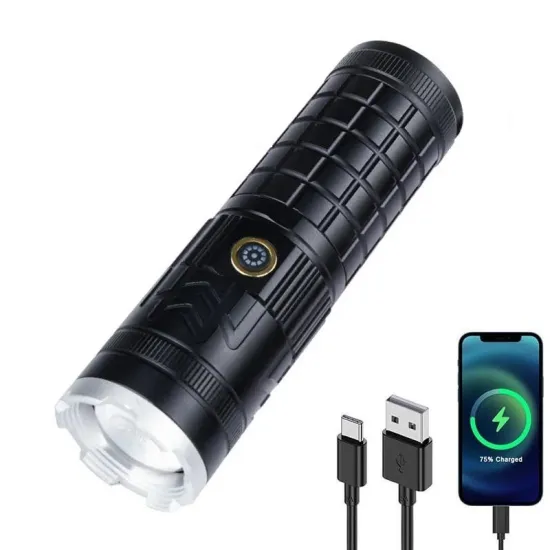 10000 Lumens Strong White Laser Flashlight: 10km Range, Super Bright, Long Distance Vision USB Rechargeable Taschenlampe