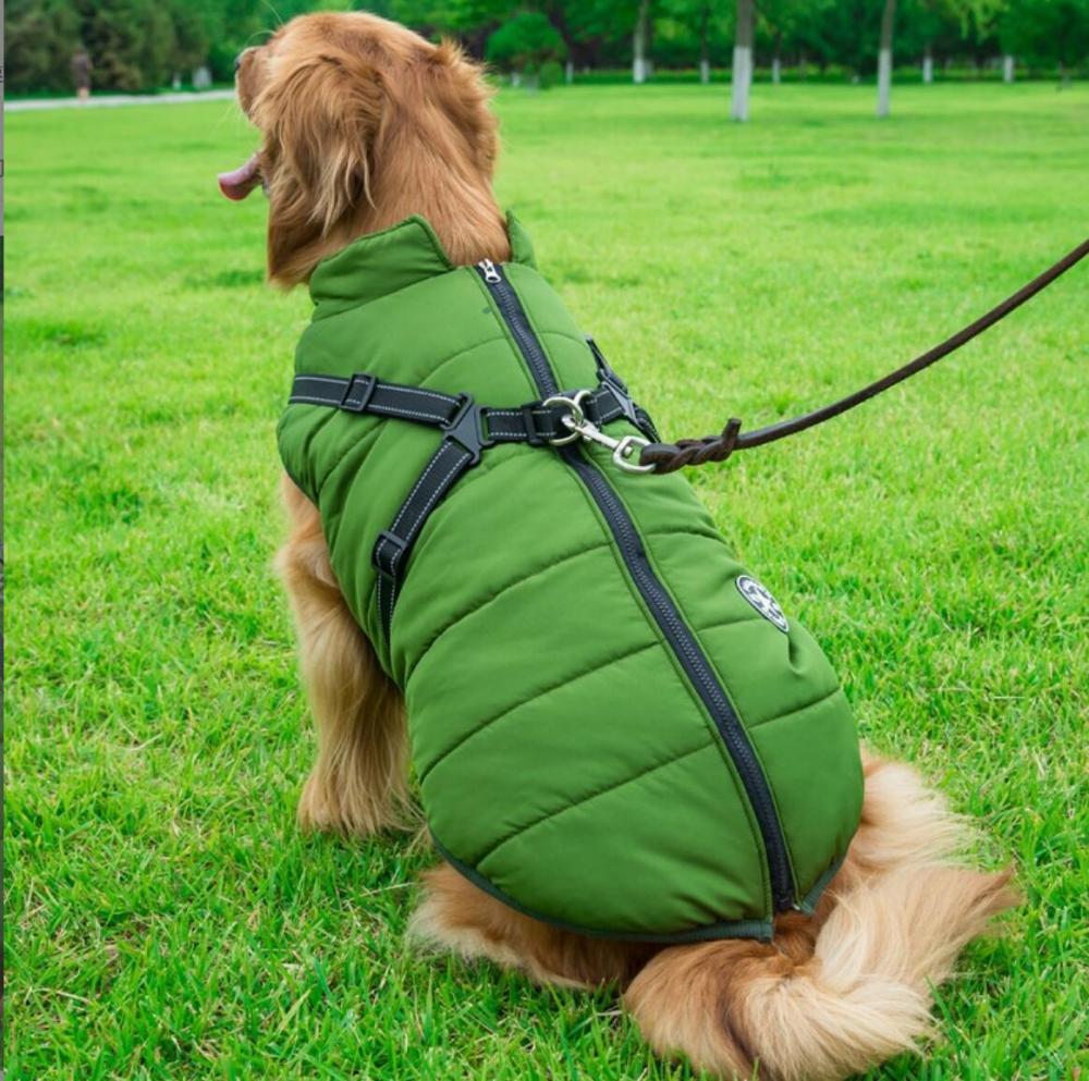 Dog Winter Warm Coat Waterproof Dog Winter Jacket with Harness Traction Belt