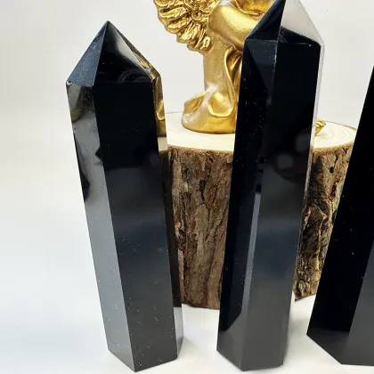 High Quality Natural Crystal Stone Tower - Black Obsidian Healing Crystal for Home Decoration