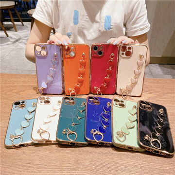เคสโทรศัพท์ซิลิโคนหรูหราพร้อมโซ่สำหรับ iPhone 14 Pro Max