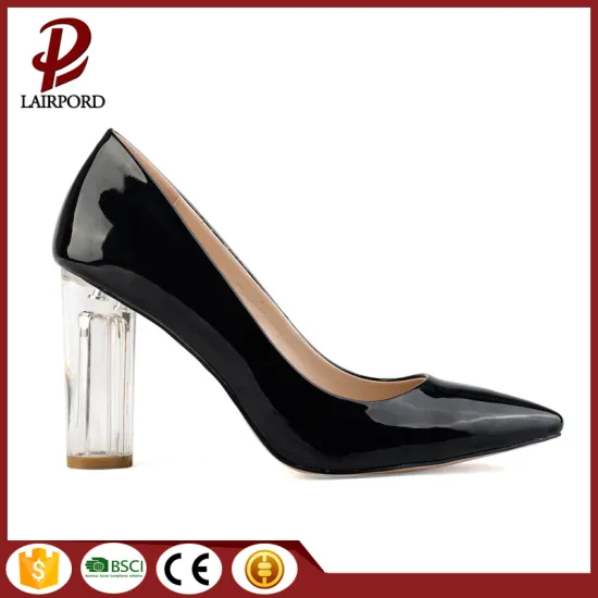 crystal heel balck PU women spring shoes