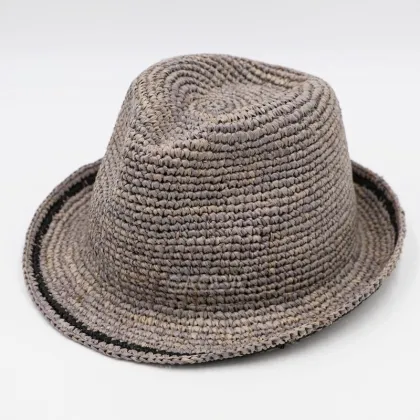 Raffia straw Indiana jones fedora hat men image craft hats