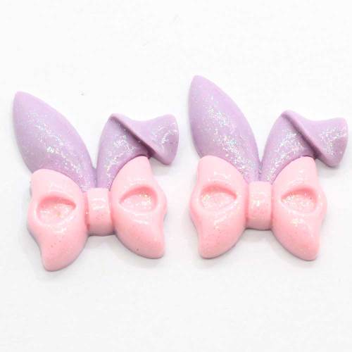 Kawaii Resin Cabochons Flatback Bonbonfarben Band Knoten Knoten Bogen Tier Kaninchen Ohr Patch Aufkleber Ornament Zubehör