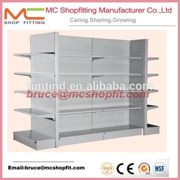 Double side supermarket gondola shelf display rack