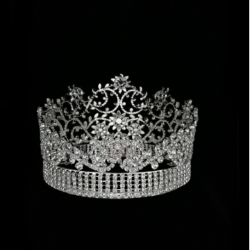 Diamante redondo completo Miss World Crown Tiara de flores