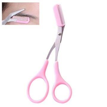 Pink Eyebrow Trimmer Scissors With Comb Lady Woman Men Hair Removal Grooming Shaping Shaver eye brow trimmer Eyelash Hair Clips