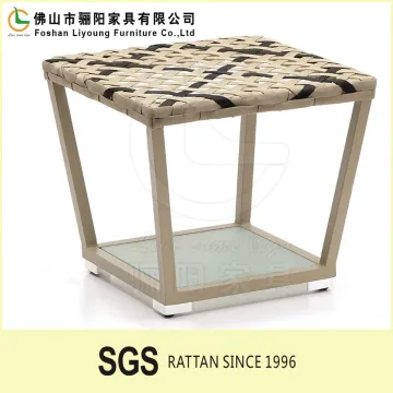 New style outdoor dining set PE Rattan tea table stainless steel tea table glass tea table design