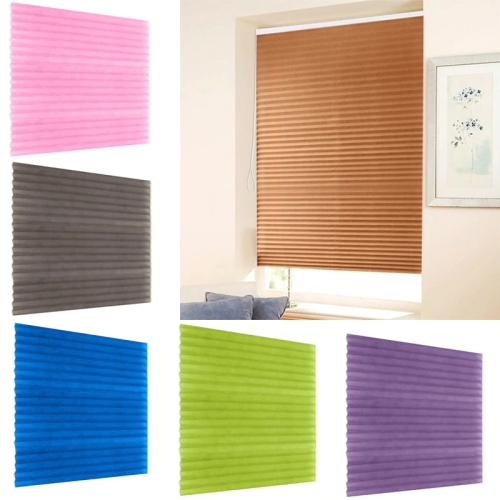 Self-Adhesive Pleated Blinds Half Blackout Curtains Shades Bathroom Balcony Shades for Living Room Window Door Curtain