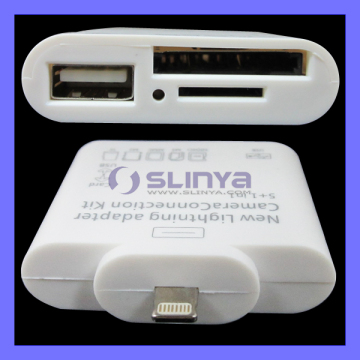 5 in 1 Camera Connection Kit for iPad 4 5/iPad Mini 2 Card Reader 8pin Lightning Adapter (SL-356)