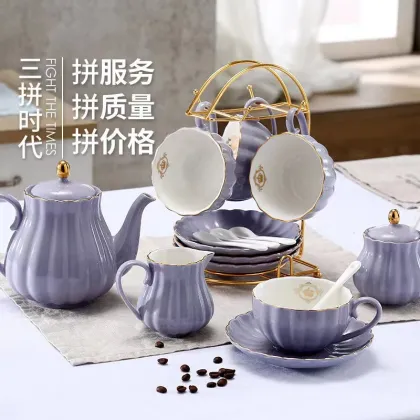 Elegant Black Bone China Coffee Cup and Tea Set - Solid Color Ceramic Afternoon Tea Set