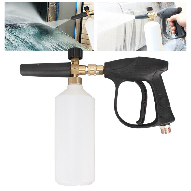 1L högtryck mässing snöskum bricka jet lance flaskbil tvätt spray gun skumare lance vatten pistol för trädgård bilrengöring verktyg