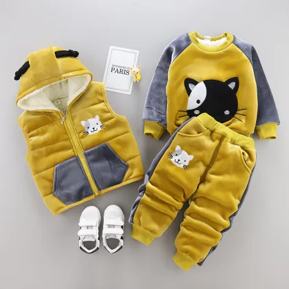 New Kids Winter Fashion: Chinese Style Snow-Themed Clothing Sets for Boys