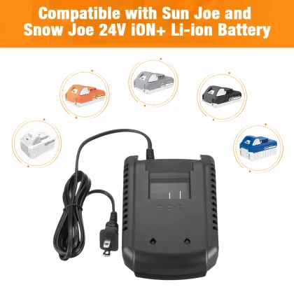Fast Rechargeable Charger for Snow Joe & Sun Joe 24V Lithium-ion Batteries