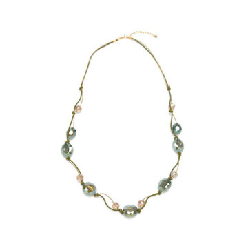 1207-WW Large Crystal Necklace Made of Fabric