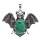 Malachite 13X18mm Cabs Antique Silver Alloy Antique Silver Alloy Bat Pendant Necklace 45cm Black Cord