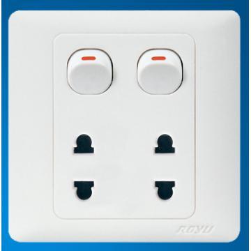 R6 Series 2 Gang Switch + 2 Gang 2 Pin Socket