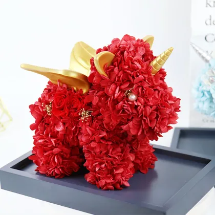 2022 Wholesale Unicorn Eternal Flower Rose Bear Preserved Flower Gift Box