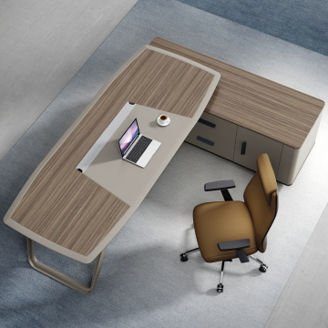 L-Shaped Office Desk for CEO - MDF Office Furniture