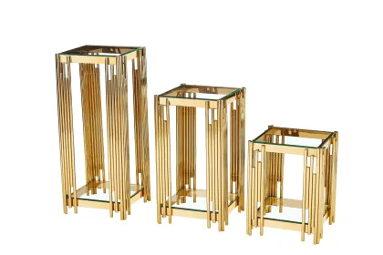 Luxe Golden Tiered Plant Stand Set