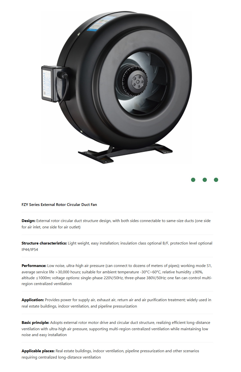 Circular Inline Duct Fan Iron