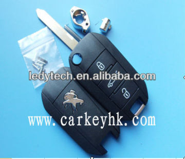 Discount price Peugeot 3 button modified flip remote key case shell with VA2 blade and battery holder