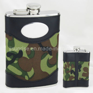Stainless Steel 8oz Hip Flask (JJ-FK93-8ozCamo(ArmyGr))
