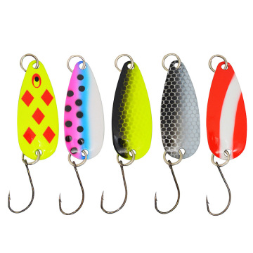 Metal Fishing Spoon Lures 3.5g 40mm Sharp Single Hook for Mackerel, Bass, Trout