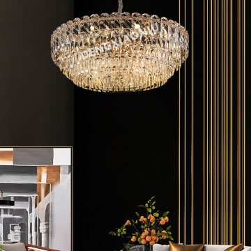 3D Printed Post-Modern Gold Crystal LED Pendant Light for Living Room & Hotel