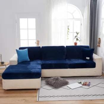 Navy Sofa Cover Set: Best Quality Cheap Washable Plush Velvet Soft Stretch