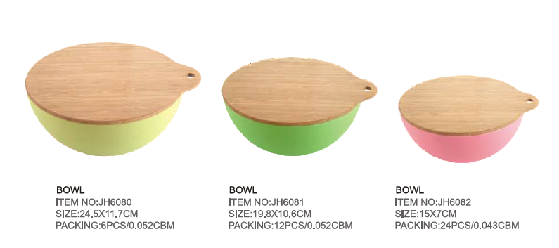 Eco-friendly Bamboo Fiber Salad Bowl Set with Lid