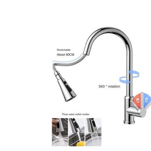 Robinet d'évier de cuisine en acier inoxydable