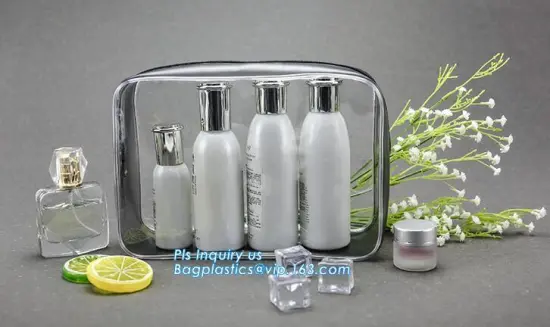 Travel Toiletry Cosmetic Bag Portable Waterproof, makeup cosmetic pouch PVC biodegradable plastic zipper case bag