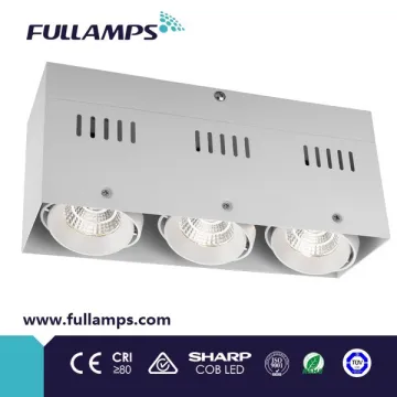 Fullamps 3*10W COB LED surface ceiling grille light three heads trimless reflector indoor light dongguan lighting sharp cob chip