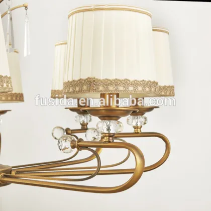 American Design Luxurious Chandelier Pendant Lighting with Crystal and Fabric Lampshade for Decoration