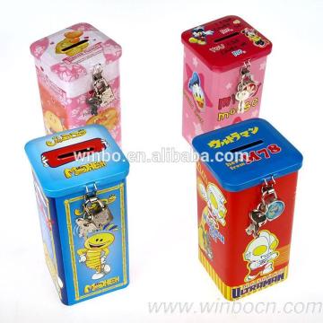Rectangle coin bank with lock and key