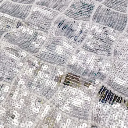 Textile Fancy Mirror Silver Round Sequin Fabrics