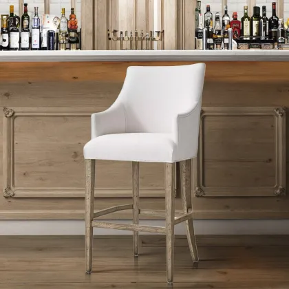Ella Midcentury Design Wooden Frame Leather Bar & Counter Stool