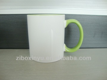 11OZ Apple Green RIM&Handle Sublimation mugs FOR ZIBO XINYU PROMOTION
