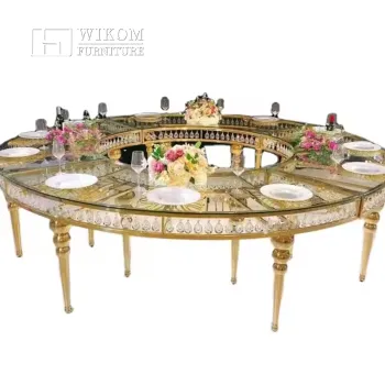 Modern Hotel Furniture Stainless Steel Dining Table Chair Sets for Wedding Events