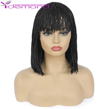 Wholesale Black Hair Short Bob Wigs Braided Box Braids Synthetic Wig For Black African Women High Temperature Fiber 12inch