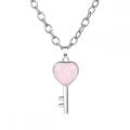 Gemstone Heart Shape Key Chain Necklace Natural Stone Pendant Necklace