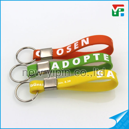 Small MOQ silicone products Logo OEM wristband silicon keychain accept Paypal