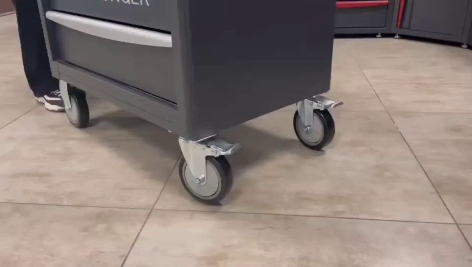 Black Metal Tool Trolley with Drawers