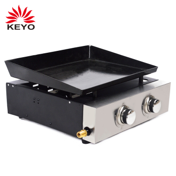 Tabletop 2 Burners Plancha Gas Grill Flat Top Gas Teppanyaki Table BBQ Grill
