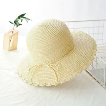 Lady's Summer Foldable Brim Straw Hat for Outdoor Activities