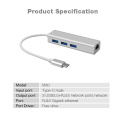KEBIDU USB C HUB Gigabit Ethernet Rj45 Lan Adapter USB Type C to USB 3.0 HUB 10/100/1000 Network Card for MacBook