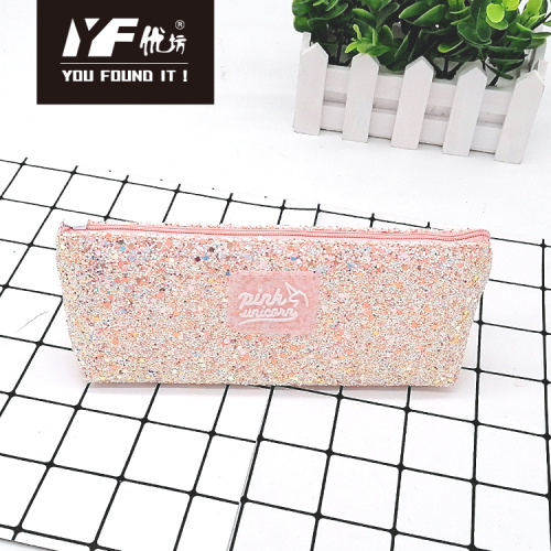 Soda Can Pencil Case Custom zipper glitter trapezoid polyester pencil case Factory