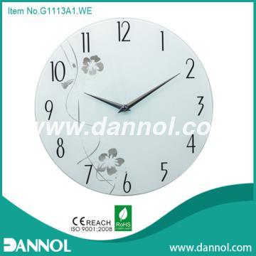 13\" Decorative Glass Wall Clock with Elegent Flower Pattern