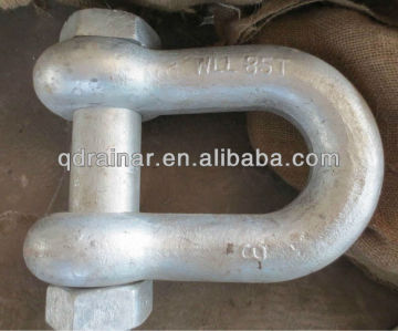 D type hot dip galvanized marine shackle with nut