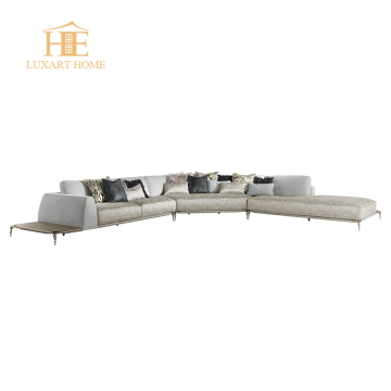 Designer Style Natural Leather Sofa Set with Brass Legs for Luxury Living Rooms